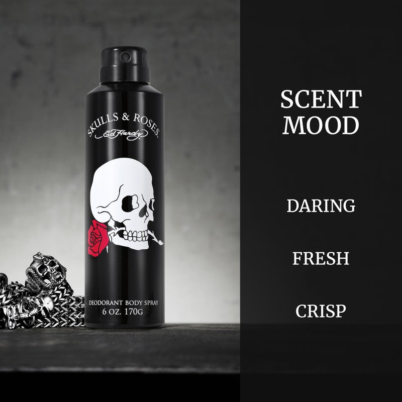 Ed Hardy Skulls & Roses Men's Deodorant & Fragrance Body Spray, 6 oz - Image 3